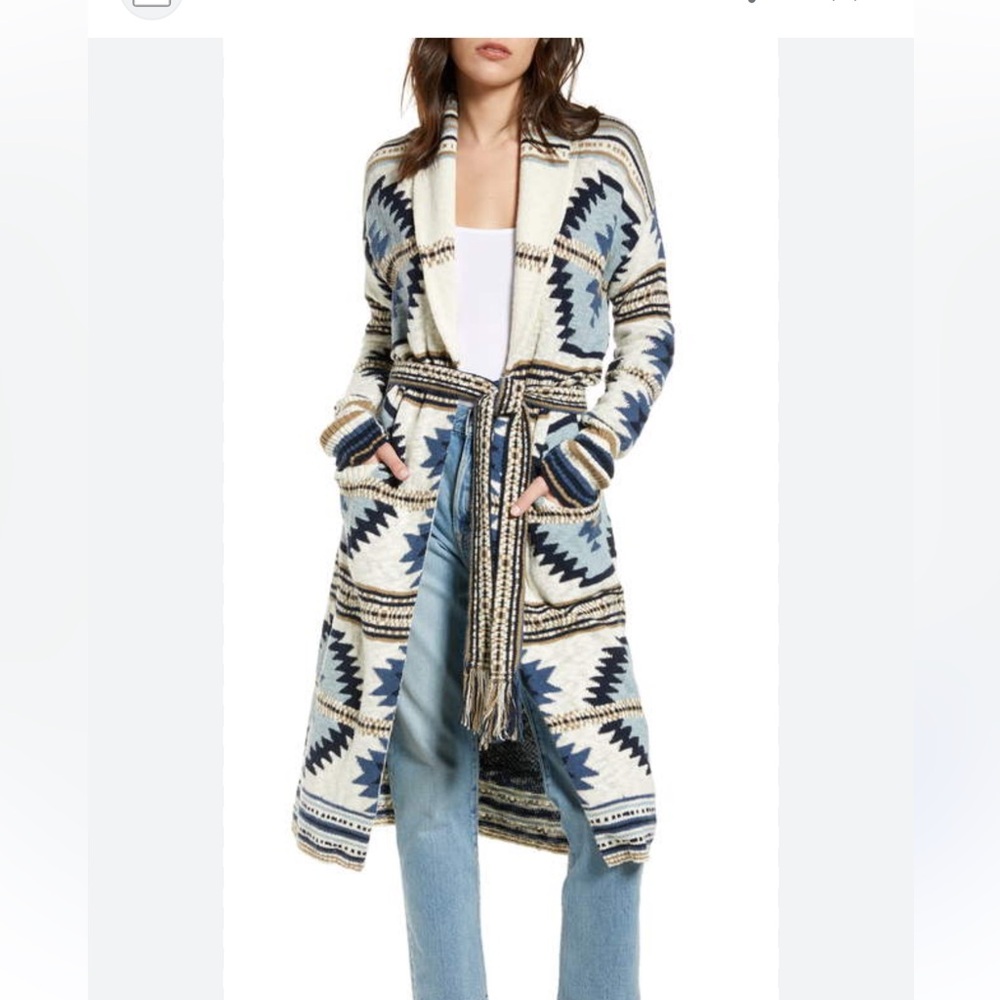 Sold Do Not Buy!! Paloma Duster Cardigan Tie Sweater Longline Geometric Sz Small